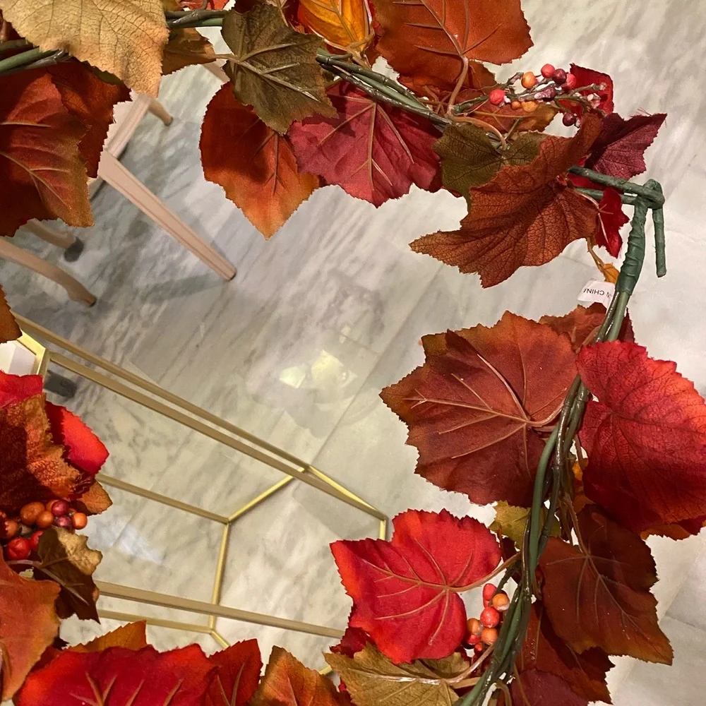 Celebrating Home Fall bronze faux leaves garland
